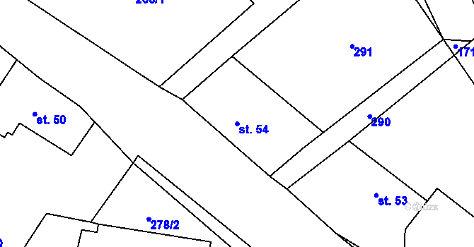 Parcela st. 54 v KÚ Dolní Olešnice, Katastrální mapa
