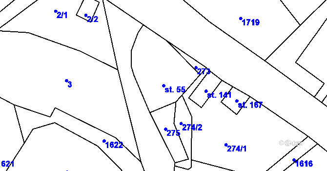 Parcela st. 55 v KÚ Dolní Olešnice, Katastrální mapa