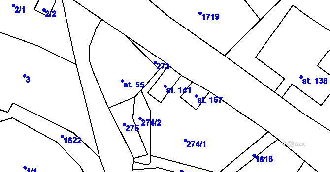 Parcela st. 141 v KÚ Dolní Olešnice, Katastrální mapa