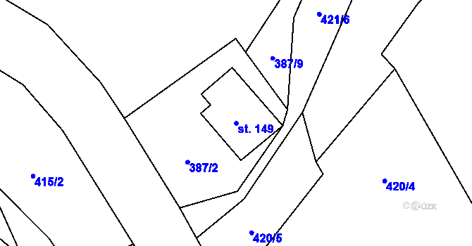 Parcela st. 149 v KÚ Dolní Olešnice, Katastrální mapa