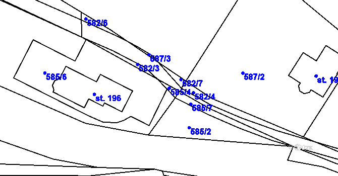 Parcela st. 585/4 v KÚ Dolní Olešnice, Katastrální mapa