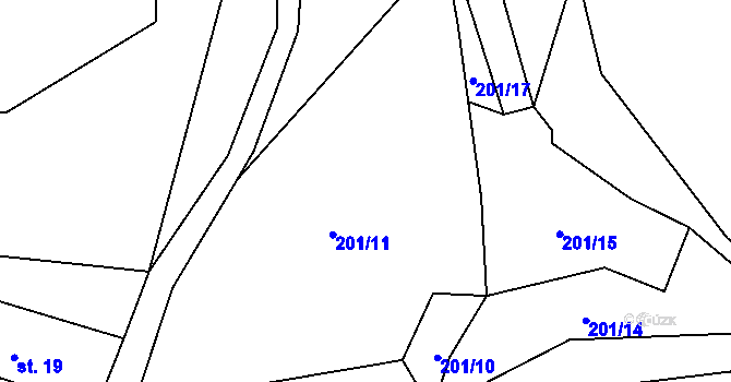 Parcela st. 201/11 v KÚ Dolní Olešnice, Katastrální mapa