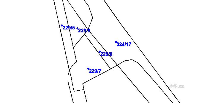 Parcela st. 229/8 v KÚ Vestřev, Katastrální mapa