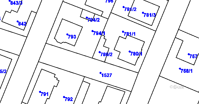 Parcela st. 780/2 v KÚ Dolní Počernice, Katastrální mapa