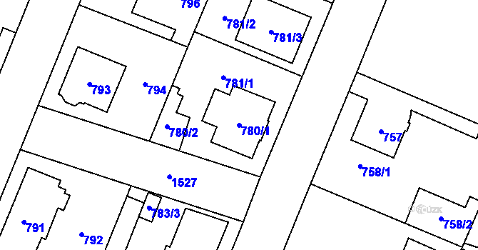 Parcela st. 780/1 v KÚ Dolní Počernice, Katastrální mapa