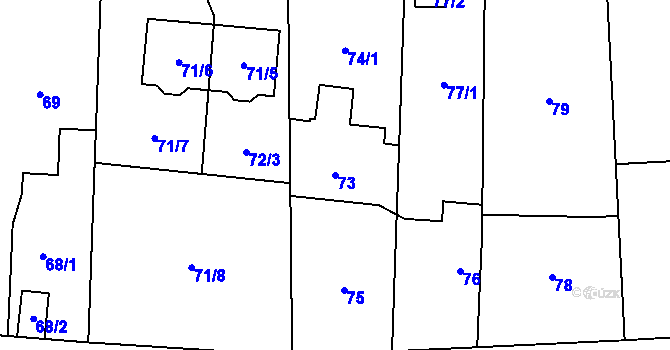 Parcela st. 73 v KÚ Dolní Počernice, Katastrální mapa