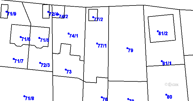 Parcela st. 77 v KÚ Dolní Počernice, Katastrální mapa