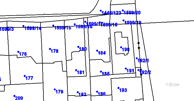 Parcela st. 184 v KÚ Dolní Počernice, Katastrální mapa