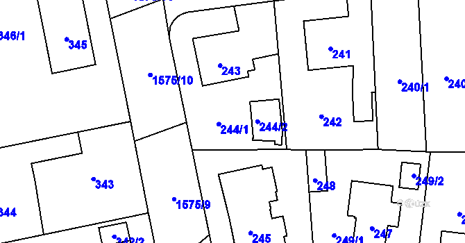 Parcela st. 244 v KÚ Dolní Počernice, Katastrální mapa