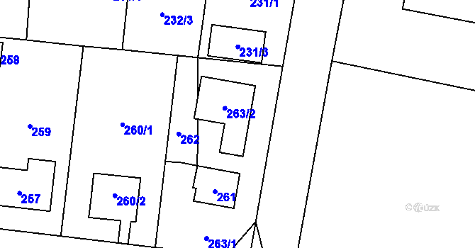 Parcela st. 263 v KÚ Dolní Počernice, Katastrální mapa