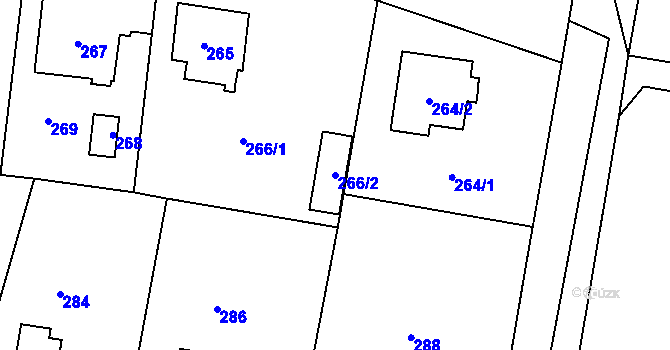 Parcela st. 266/2 v KÚ Dolní Počernice, Katastrální mapa