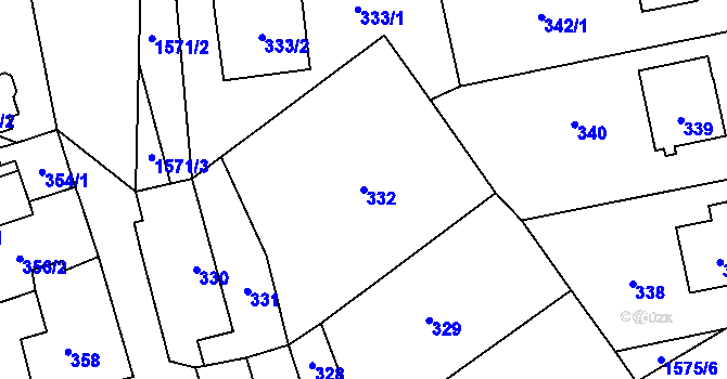Parcela st. 332 v KÚ Dolní Počernice, Katastrální mapa