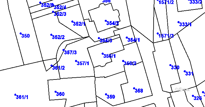 Parcela st. 356/1 v KÚ Dolní Počernice, Katastrální mapa