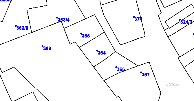 Parcela st. 364 v KÚ Dolní Počernice, Katastrální mapa