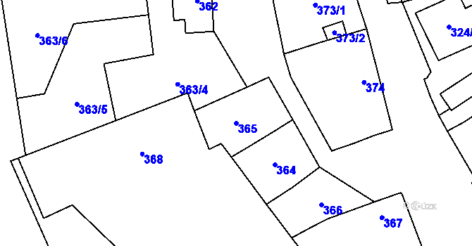 Parcela st. 365 v KÚ Dolní Počernice, Katastrální mapa