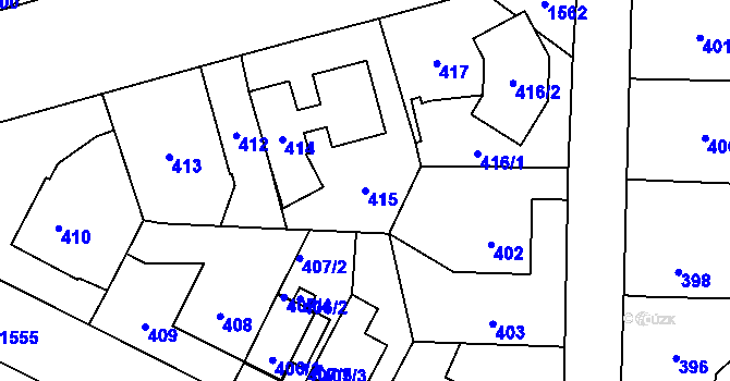 Parcela st. 415 v KÚ Dolní Počernice, Katastrální mapa