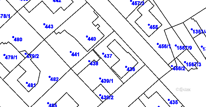Parcela st. 437 v KÚ Dolní Počernice, Katastrální mapa
