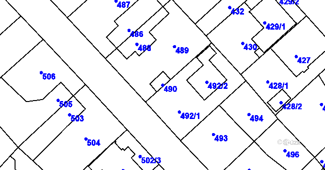 Parcela st. 490 v KÚ Dolní Počernice, Katastrální mapa