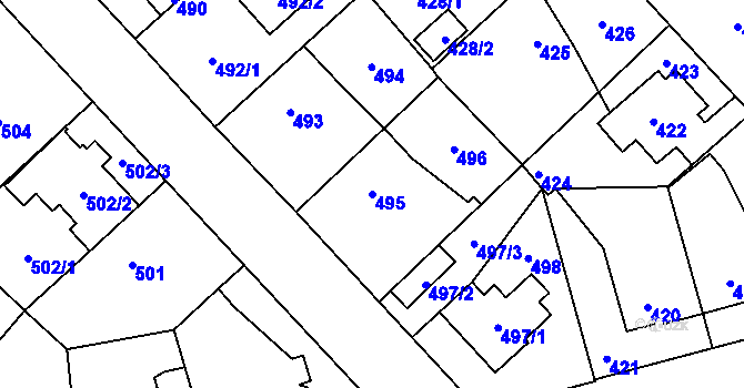 Parcela st. 495 v KÚ Dolní Počernice, Katastrální mapa