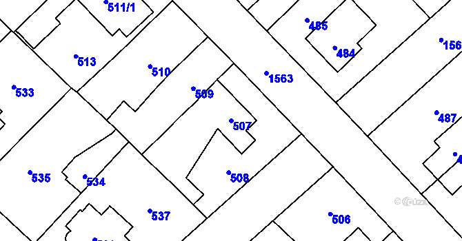 Parcela st. 507 v KÚ Dolní Počernice, Katastrální mapa