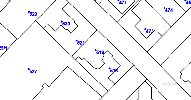 Parcela st. 519 v KÚ Dolní Počernice, Katastrální mapa