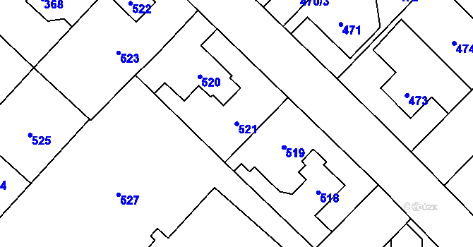 Parcela st. 521 v KÚ Dolní Počernice, Katastrální mapa