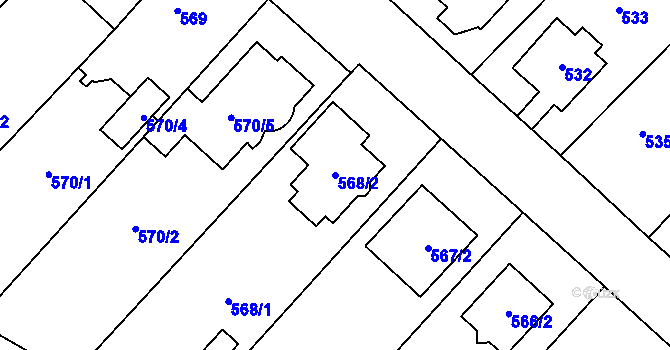 Parcela st. 568/2 v KÚ Dolní Počernice, Katastrální mapa
