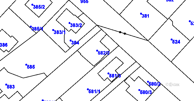 Parcela st. 582/2 v KÚ Dolní Počernice, Katastrální mapa