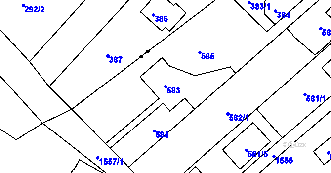 Parcela st. 583 v KÚ Dolní Počernice, Katastrální mapa