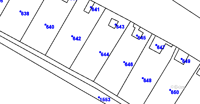 Parcela st. 644 v KÚ Dolní Počernice, Katastrální mapa