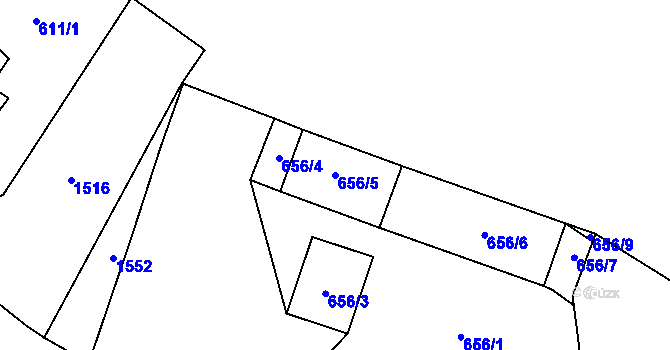 Parcela st. 656/5 v KÚ Dolní Počernice, Katastrální mapa