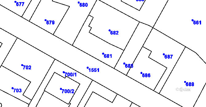 Parcela st. 681 v KÚ Dolní Počernice, Katastrální mapa
