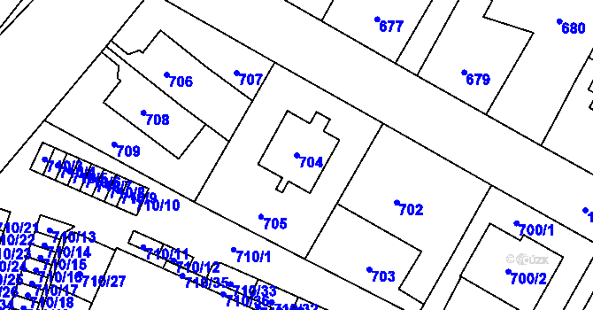 Parcela st. 704 v KÚ Dolní Počernice, Katastrální mapa