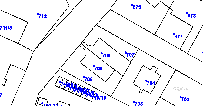 Parcela st. 706 v KÚ Dolní Počernice, Katastrální mapa