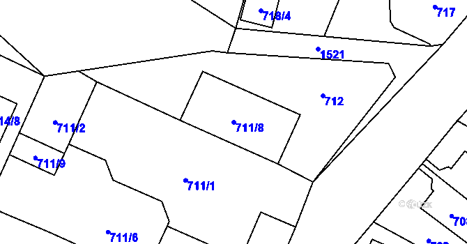 Parcela st. 711/8 v KÚ Dolní Počernice, Katastrální mapa