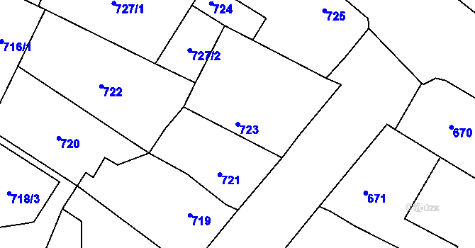 Parcela st. 723 v KÚ Dolní Počernice, Katastrální mapa