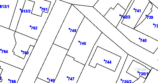 Parcela st. 746 v KÚ Dolní Počernice, Katastrální mapa