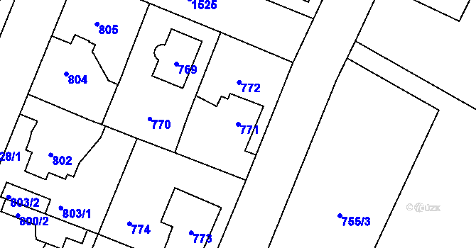 Parcela st. 771 v KÚ Dolní Počernice, Katastrální mapa
