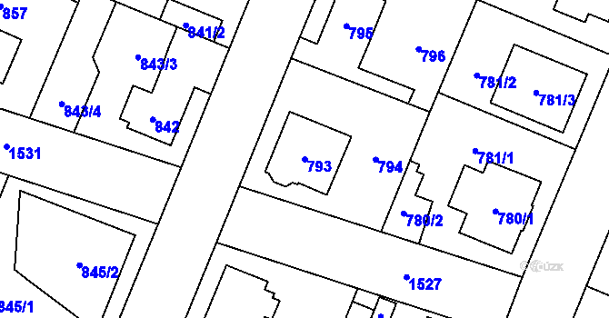 Parcela st. 793 v KÚ Dolní Počernice, Katastrální mapa