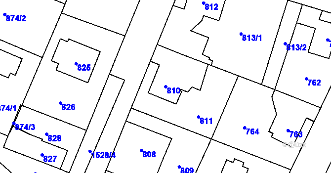 Parcela st. 810 v KÚ Dolní Počernice, Katastrální mapa