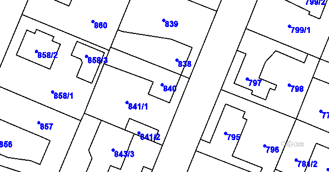 Parcela st. 840 v KÚ Dolní Počernice, Katastrální mapa