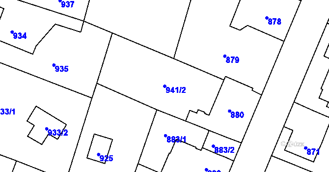 Parcela st. 941/2 v KÚ Dolní Počernice, Katastrální mapa