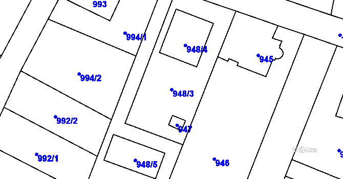 Parcela st. 948/3 v KÚ Dolní Počernice, Katastrální mapa