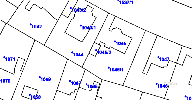 Parcela st. 1046/2 v KÚ Dolní Počernice, Katastrální mapa