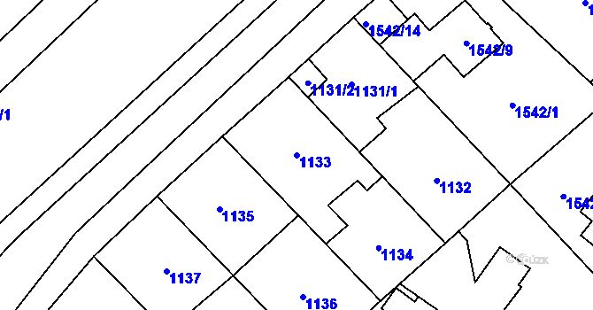 Parcela st. 1133 v KÚ Dolní Počernice, Katastrální mapa