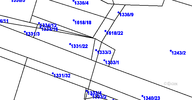 Parcela st. 1333/3 v KÚ Dolní Počernice, Katastrální mapa