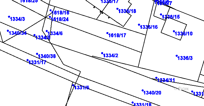Parcela st. 1334/2 v KÚ Dolní Počernice, Katastrální mapa