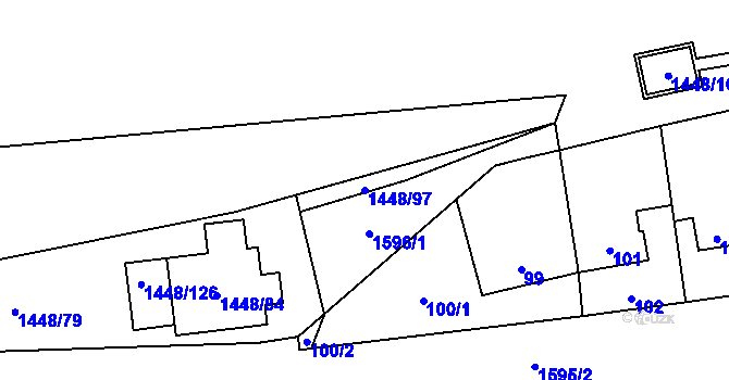 Parcela st. 1448/97 v KÚ Dolní Počernice, Katastrální mapa