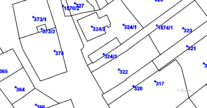Parcela st. 324/3 v KÚ Dolní Počernice, Katastrální mapa