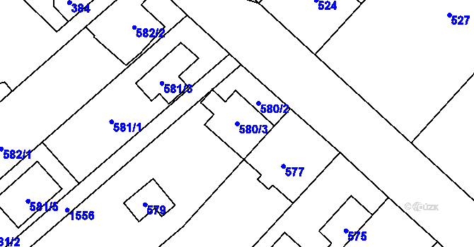 Parcela st. 580/3 v KÚ Dolní Počernice, Katastrální mapa